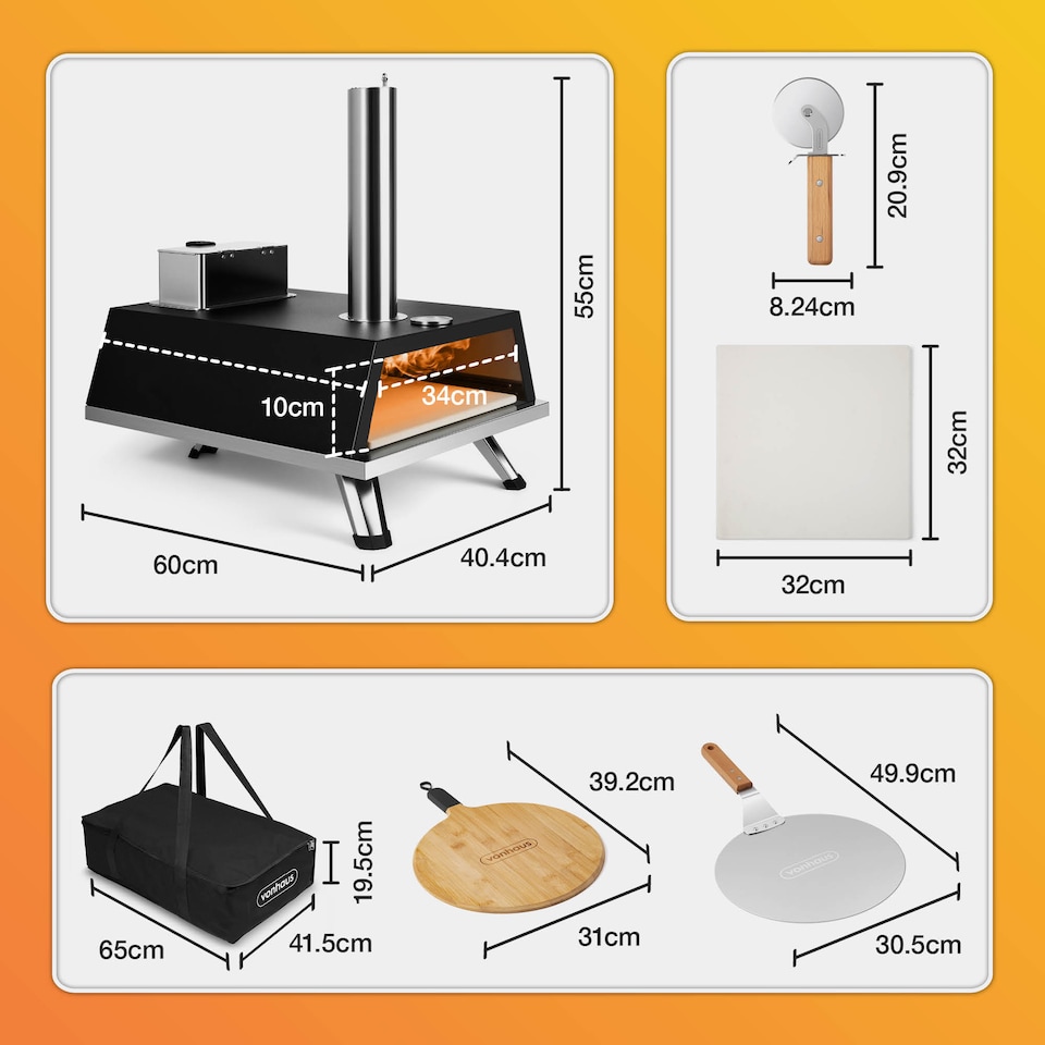 image 1 of VonHaus Pizza Oven Outdoor, for Tabletop with Accessories