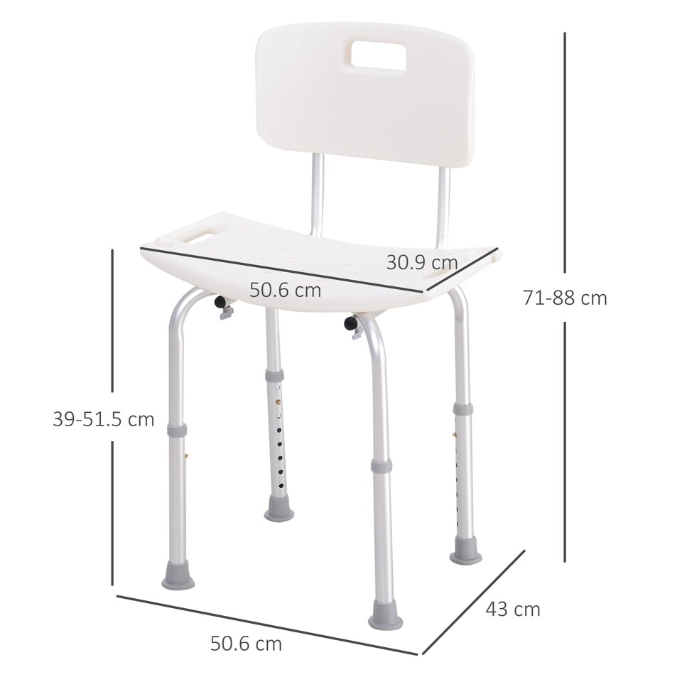image 1 of HOMCOM Bath Chair Shower Stool Safety Seat Bathroom Adjustable Positions Elderly Aids