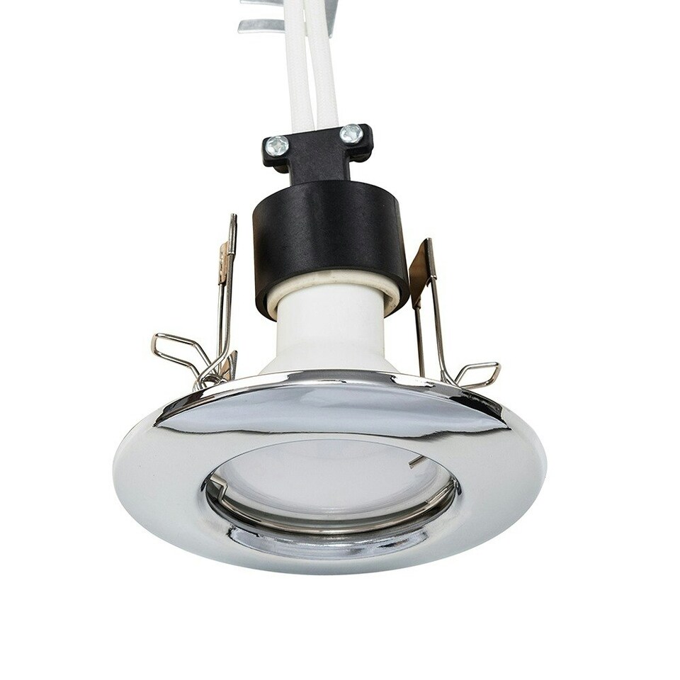 image 1 of ValueLights 10 Pack Polished Chrome GU10 Ceiling Downlight Fittings