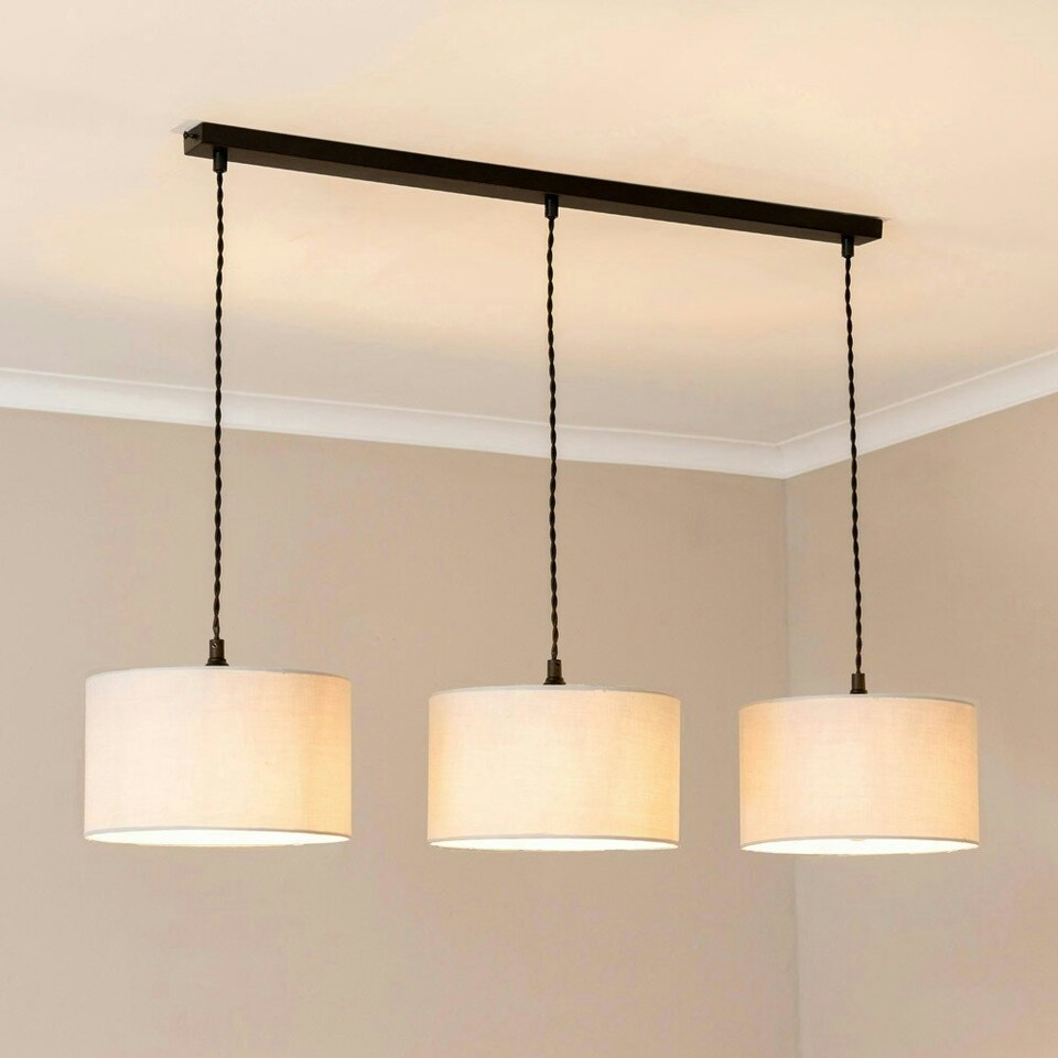 image 1 of ValueLights Shaw Diner Bar 3 Drop Matte Black Adjustable Pendant Ceiling Light | Black