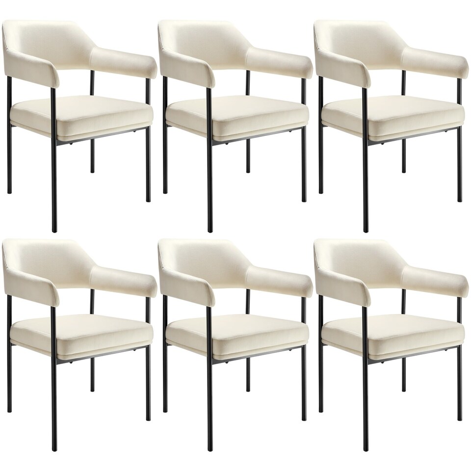 image 1 of Armchair Doe - durable fabric, black powder-coated legs, 120 kg load, 58 x 62 x 85 cm | White | Woven fabric off-white/black | 6