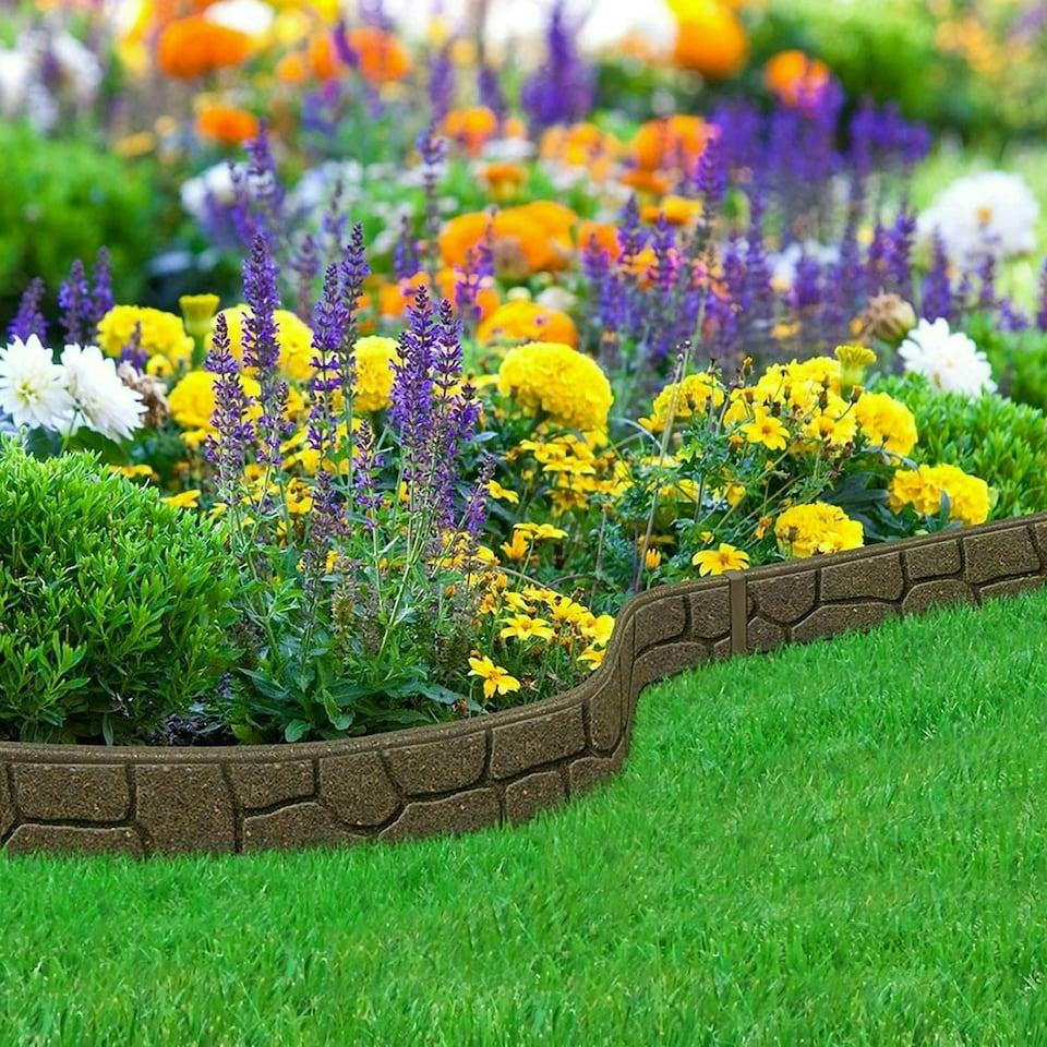 image 1 of Pack of 10 Border Stone Garden Edging 1.2m in Earth Brown