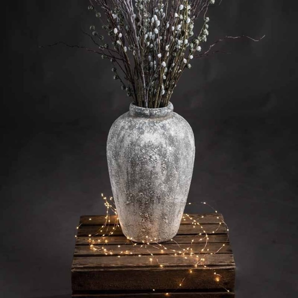 image 1 of Aged Tall Vase - Ceramic - L28 x W28 x H45 cm - Stone | Grey