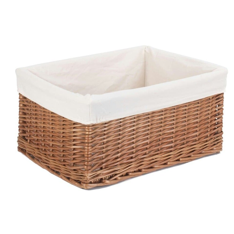 image 1 of Medium Lined Double Steamed Storage Basket | Brown | Brown