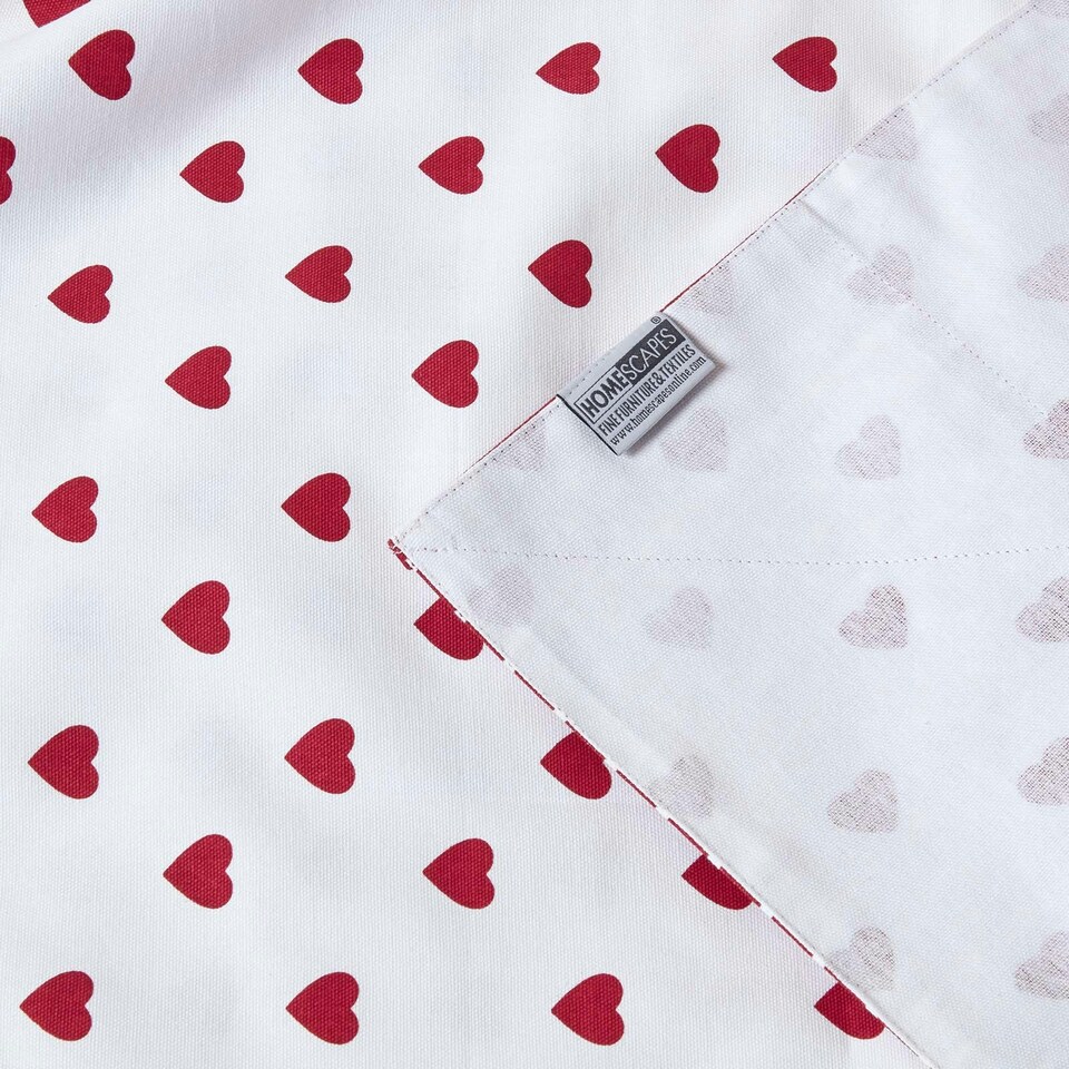 image 1 of Homescapes Cotton Red Heart Decorative Sofa Throw | Red
