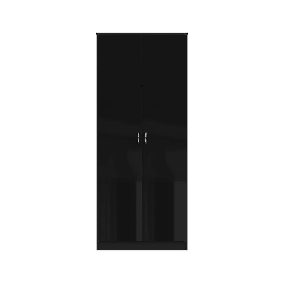 image 1 of FWStyle Chilton 2 Door Wardrobe - Black Gloss Front Black