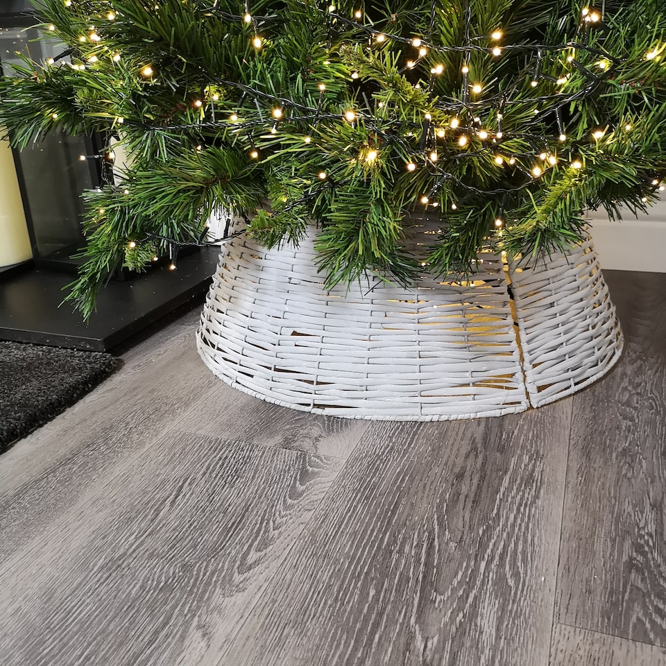 image 1 of 48/70cm Samuel Alexander KD Willow Christmas Tree Skirt Wicker Rattan- Large Light Grey