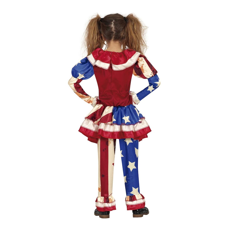 image 1 of Fiestas Guirca Girls Patriot Clown Costume Set | Blue | Blue/Red | 10-12 years | 1