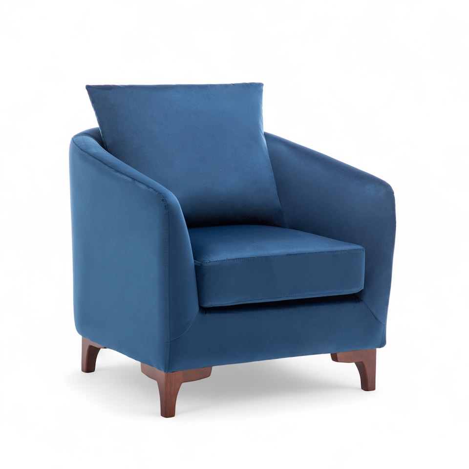 image 1 of Velvet Blue Angela Accent Tub Chair with Ottoman