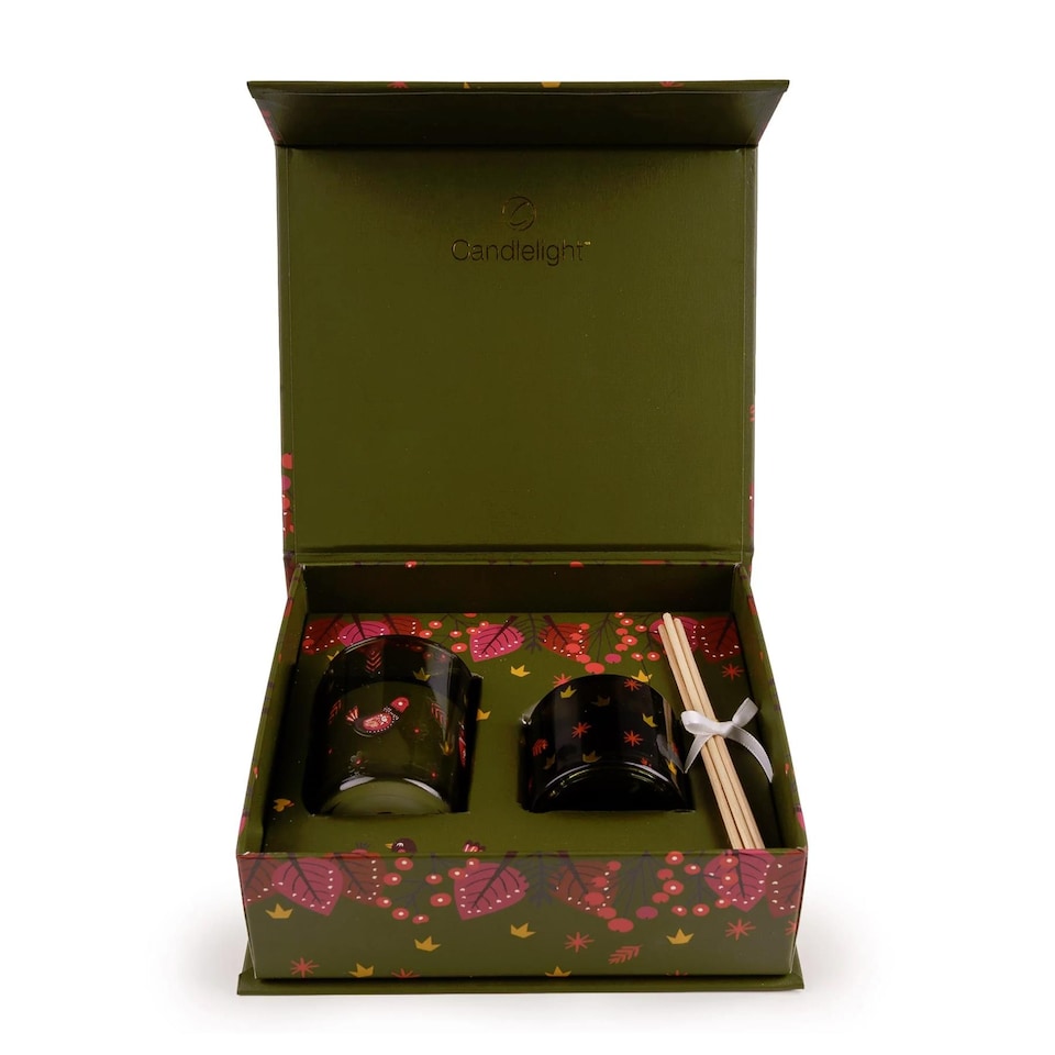 image 1 of Candlelight Christmas Reed Diffuser and Candle Gift Set