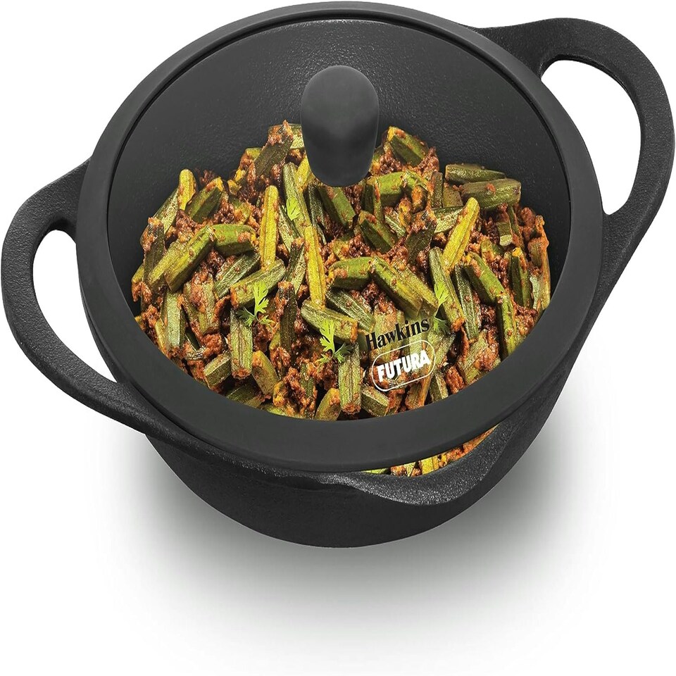image 1 of Cast Iron Frying Pan, 24 cm Diameter, Cast Iron Skillet, Omlette Pan, Iron Frypan, Black