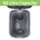 image 4 of JVL Slim Plastic Lidded Foot Pedal Waste Bin, 60L, Grey Grey