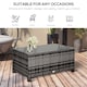 image 5 of Outsunny Garden Rattan Side Table,Wicker Coffee Desk, Glass Top, Mixed Grey