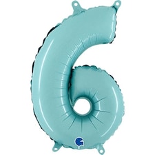 Number 6 Pastel Blue Air Fill Foil Balloon 35cm / 14 in
