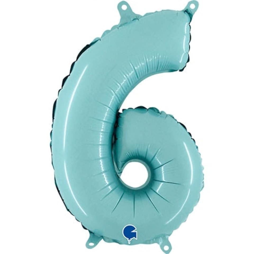 Number 6 Pastel Blue Air Fill Foil Balloon 35cm / 14 in