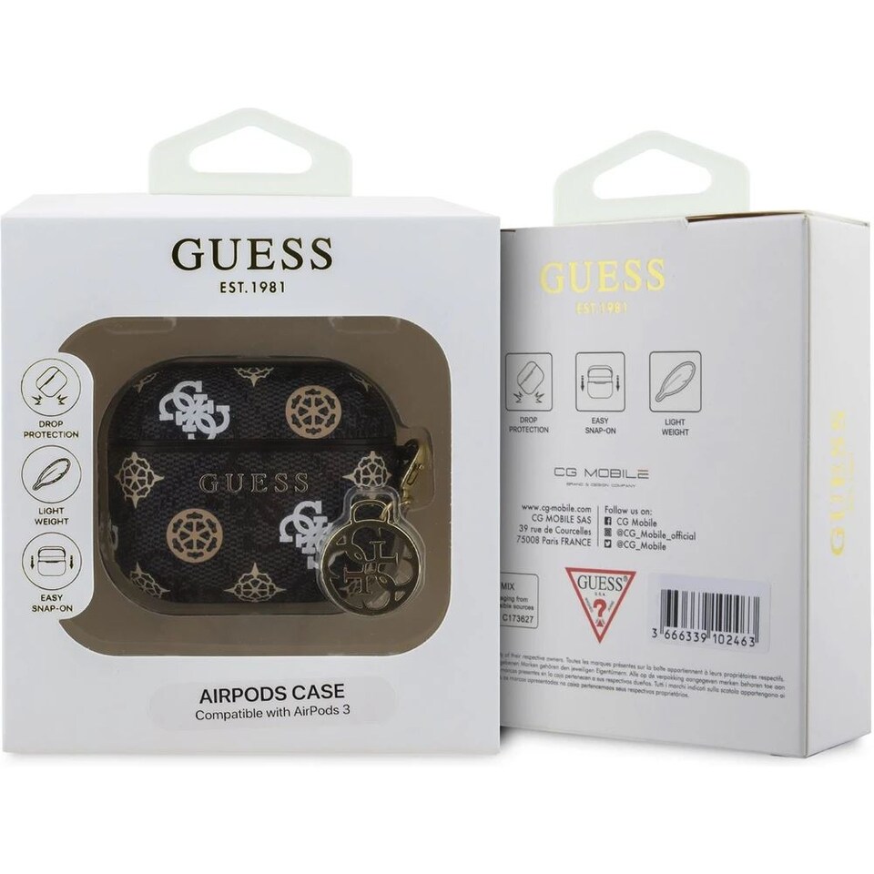 image 1 of Guess PU 4G Peony Charm Case for Airpods 3 Black - GUA3P4RPEK