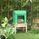 image 2 of Outsunny Wooden Raised Planter with PE Greenhouse Cover and Bed Liner