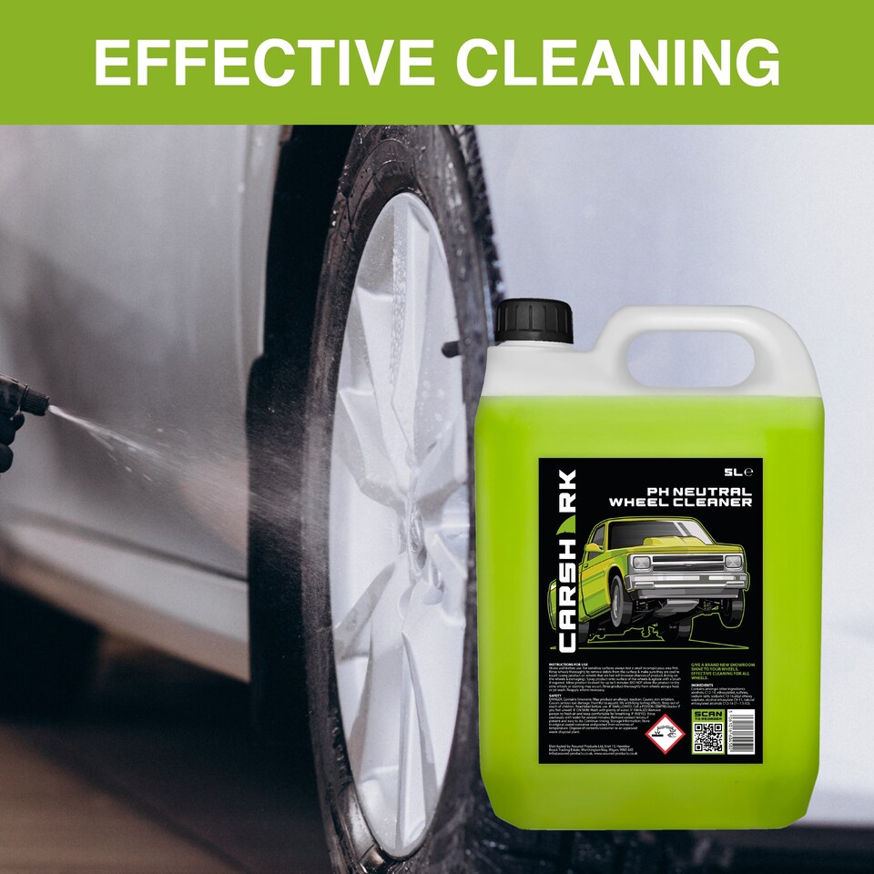 image 1 of CARSHARK pH Neutral Wheel Cleaner 5L + Black Wheel Brush - Effective Cleaning for All Wheels