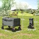image 3 of Outsunny Folding Trolley on Wheels, Garden Cart with Openable Sides, Grey