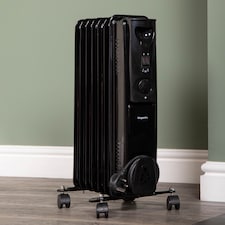 1500w 1.5kw 7 Fin Slim Line Black Oil Filled Radiator Heater