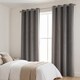 image 6 of Velvet Chenille Eyelet Curtains Ready Made Pair - 142cm x 137cm - Slate