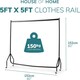 image 3 of Clothes Rail Superior Heavy Duty Metal With Wheels Rack 5FT Long x 5FT Tall Black | One Size