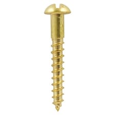 Timco - Solid Brass Timber Screws - SLOT - Round (Size 4 x 1/2 - 200 Pieces)