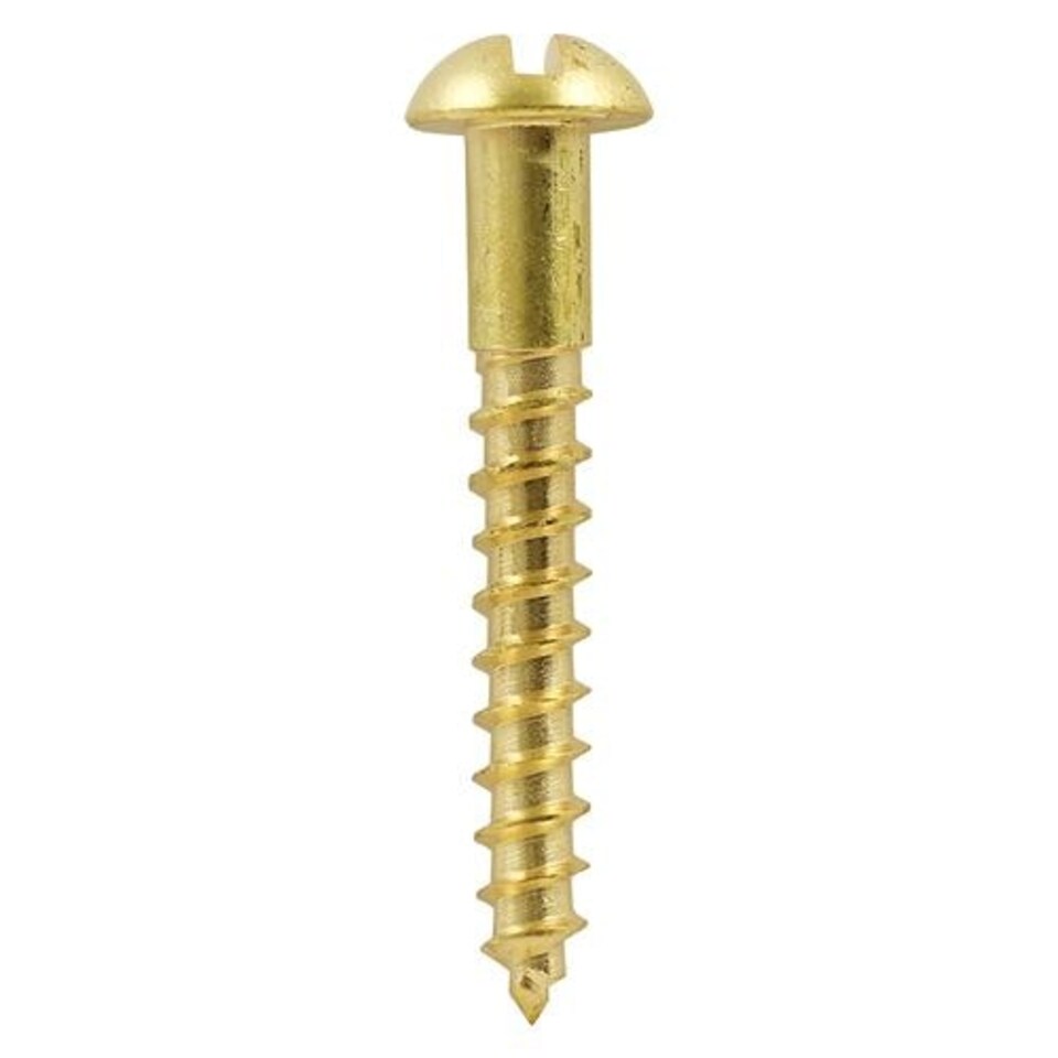 image 1 of Timco - Solid Brass Timber Screws - SLOT - Round (Size 4 x 1/2 - 200 Pieces)
