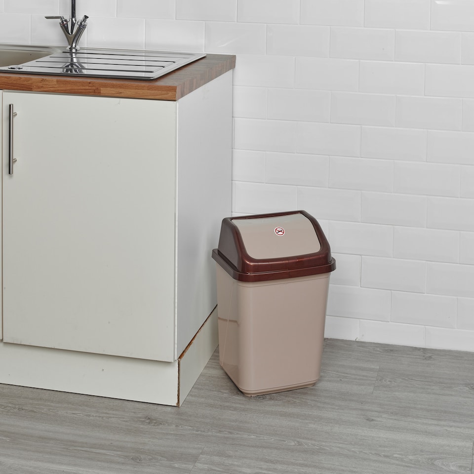 image 1 of 30L Plastic Recycling Bins with Swing Lids | Brown | 1