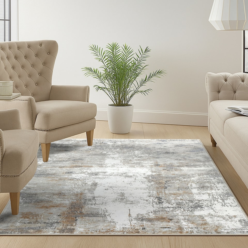 image 1 of Marlow Large Area Rug Washable Living Room Hallway Runner | Grey | 120x180cm