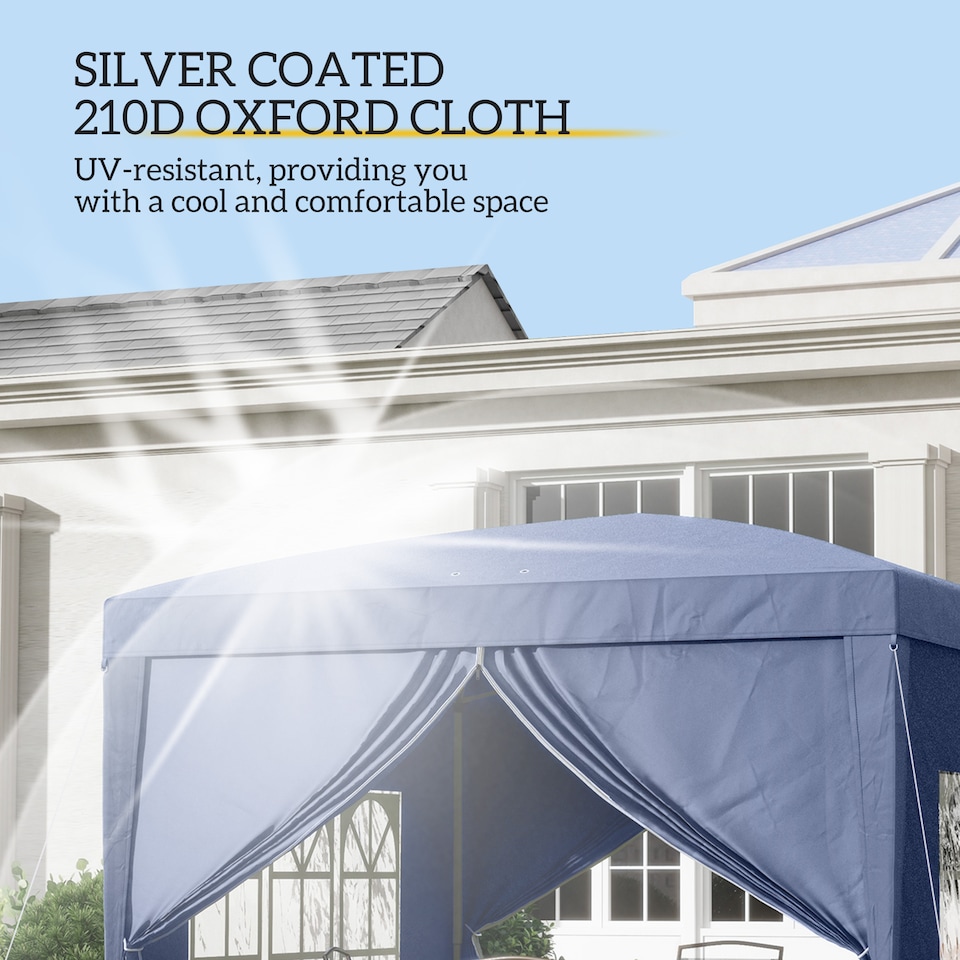 image 1 of Outsunny 3x3(m) Garden Pop Up Gazebo Canopy Marquee w/ Carry Bag, Blue