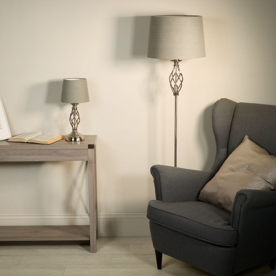 image 1 of Manor Chrome Table Lamp With Grey Shade