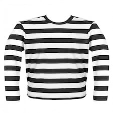 Black and White Striped Long Sleeve Top Black | S