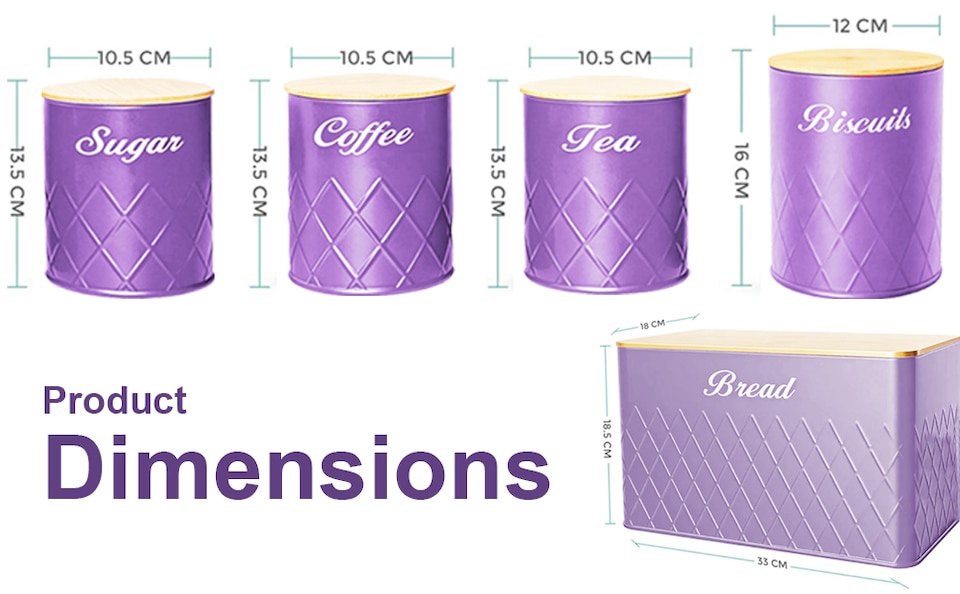 image 1 of 6Pcs Kitchen Storage Canister Jars with Can Opener Airtight Bamboo Lid Tea Coffee Sugar Bread Tins Set