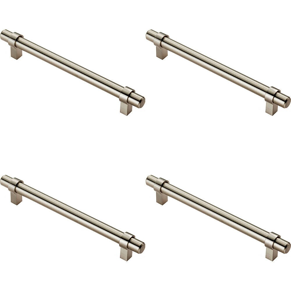Loops 4x Round T Bar Cabinet Pull Handle 200 x 14mm 160mm Fixing Centres Satin Nickel in Metallics
