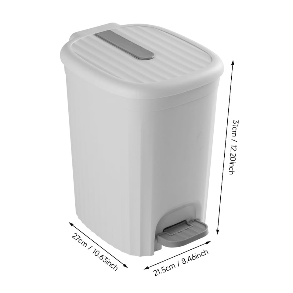 image 1 of Living and Home 15L Pedal-operated Rubbish Bin With Lid | White