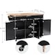 image 2 of VILUXE Mobile Kitchen Island with Foldable Worktop, 2 Drawers, Adjustable Shelves, Towel Rail, Wheels and Solid Wood Feet, Black and Natural