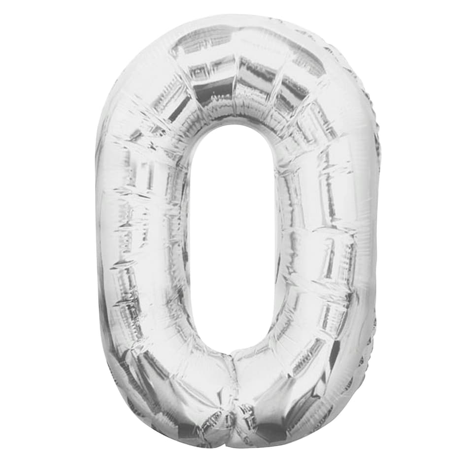 image 1 of Unique Party 34 Inch Silver Glitz Number Balloon (0-9) - Silver - 8