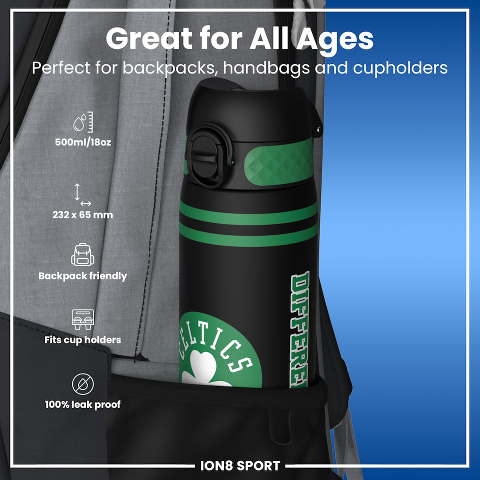 image 1 of NBA x Sport, Recyclon, 500ml (18oz) | Black | NBA Varsity Boston Celtics | One Size