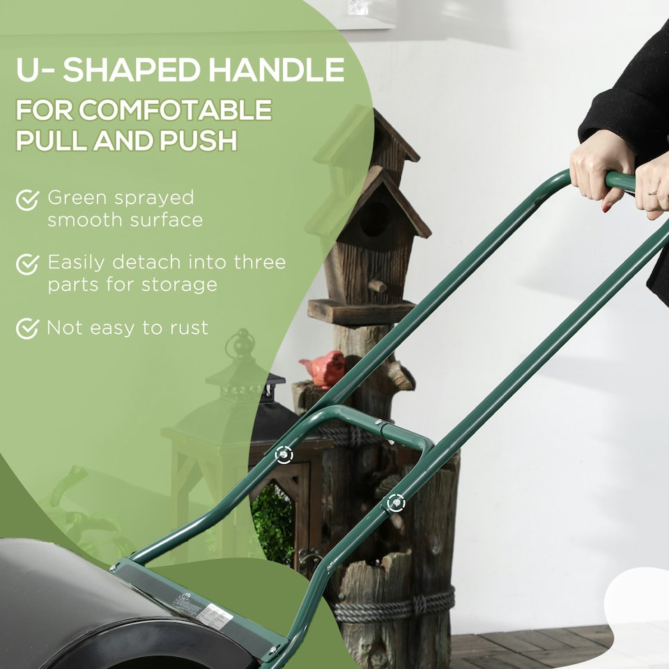 image 1 of 60L Steel Garden Roller Push Pull w/ Fillable Cylinder Water Rolling Drum