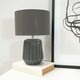 image 2 of ValueLights Zak Pair of Charcoal Grey Pleated Textured Ceramic Table Lamps with matching Shades