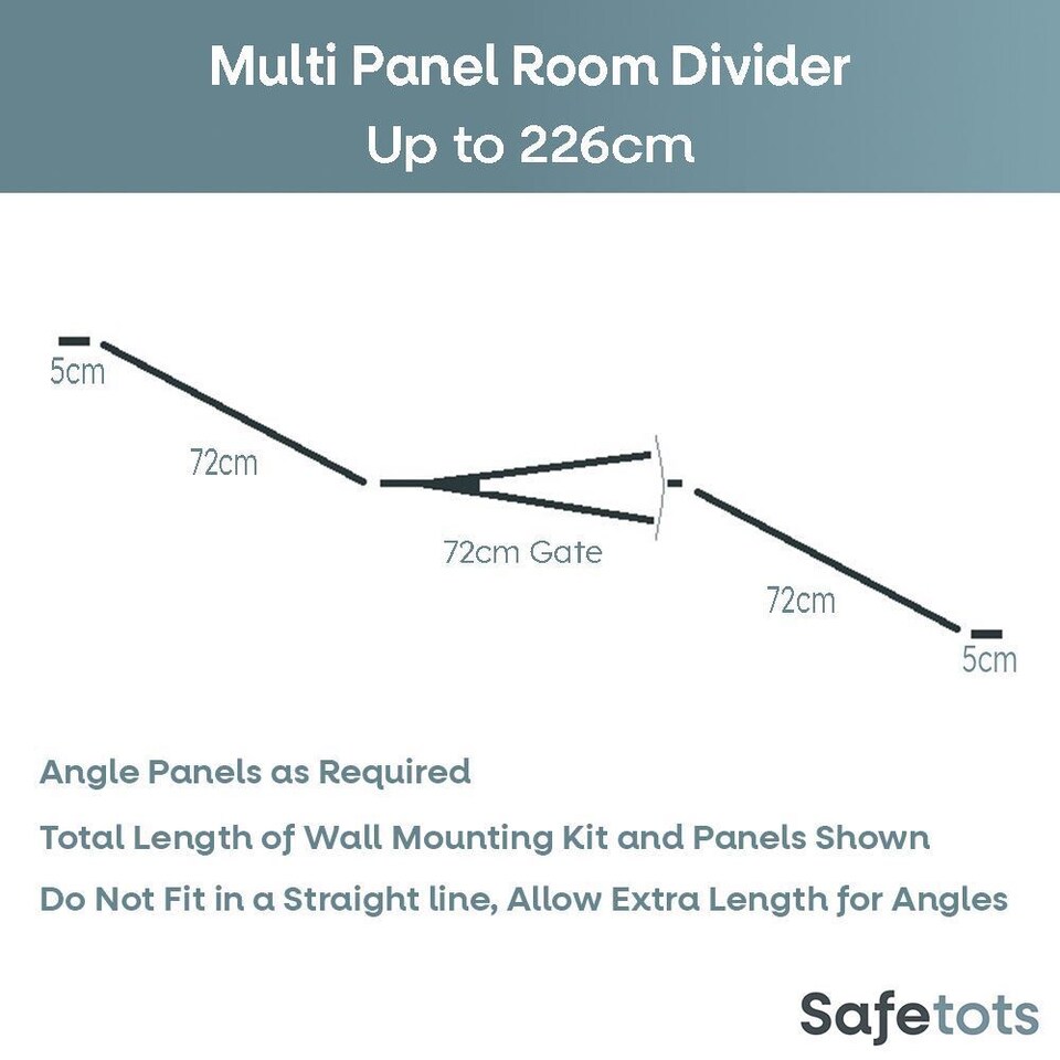image 1 of Safetots Premium Multi Panel Room Divider, up to 226cm Wide, Grey, 70cm Tall, Flexible Barrier with Door for Baby and Toddler | Grey