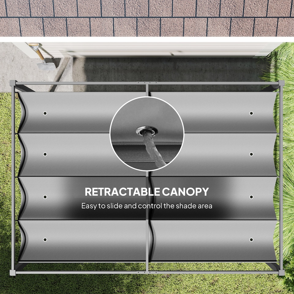 image 1 of Outsunny 3 x 2m Metal Outdoor Pergola with Retractable Roof, Outdoor Gazebo Canopy Shelter with Drainage Holes for Garden, Patio, Lawn, Grey