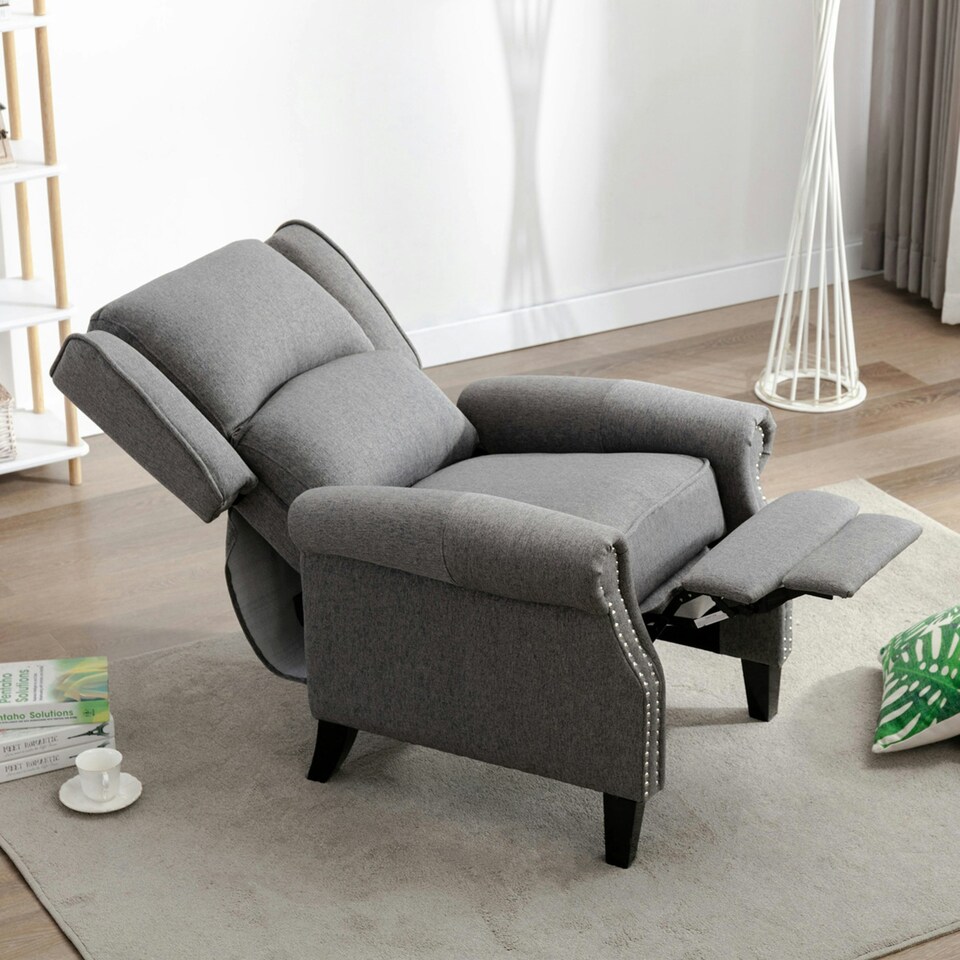 image 1 of Charlotte Modern Fabric Pushback Recliner Sofa Accent Chair | Grey | Grey | One Size