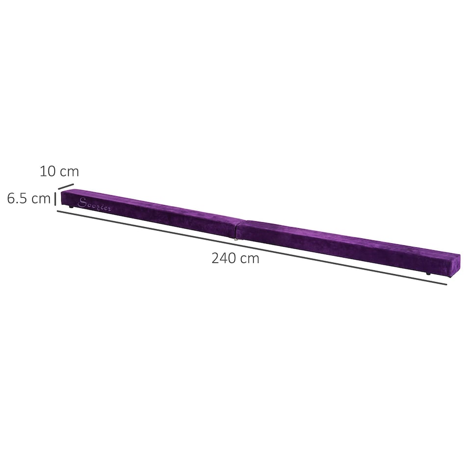 image 1 of HOMCOM 2.4M Folding Balance Beam, Purple
