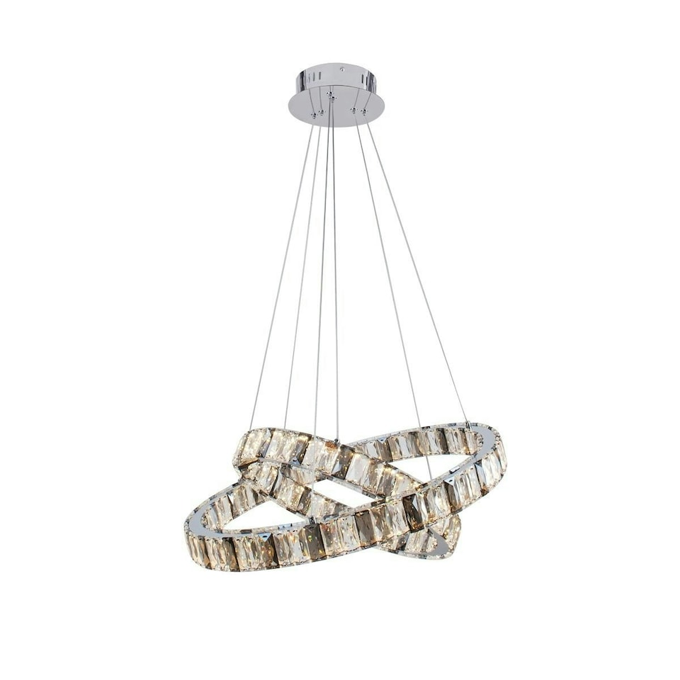 image 1 of Ausilia 2-Ring Pendant Smoked Glass Ceiling Light