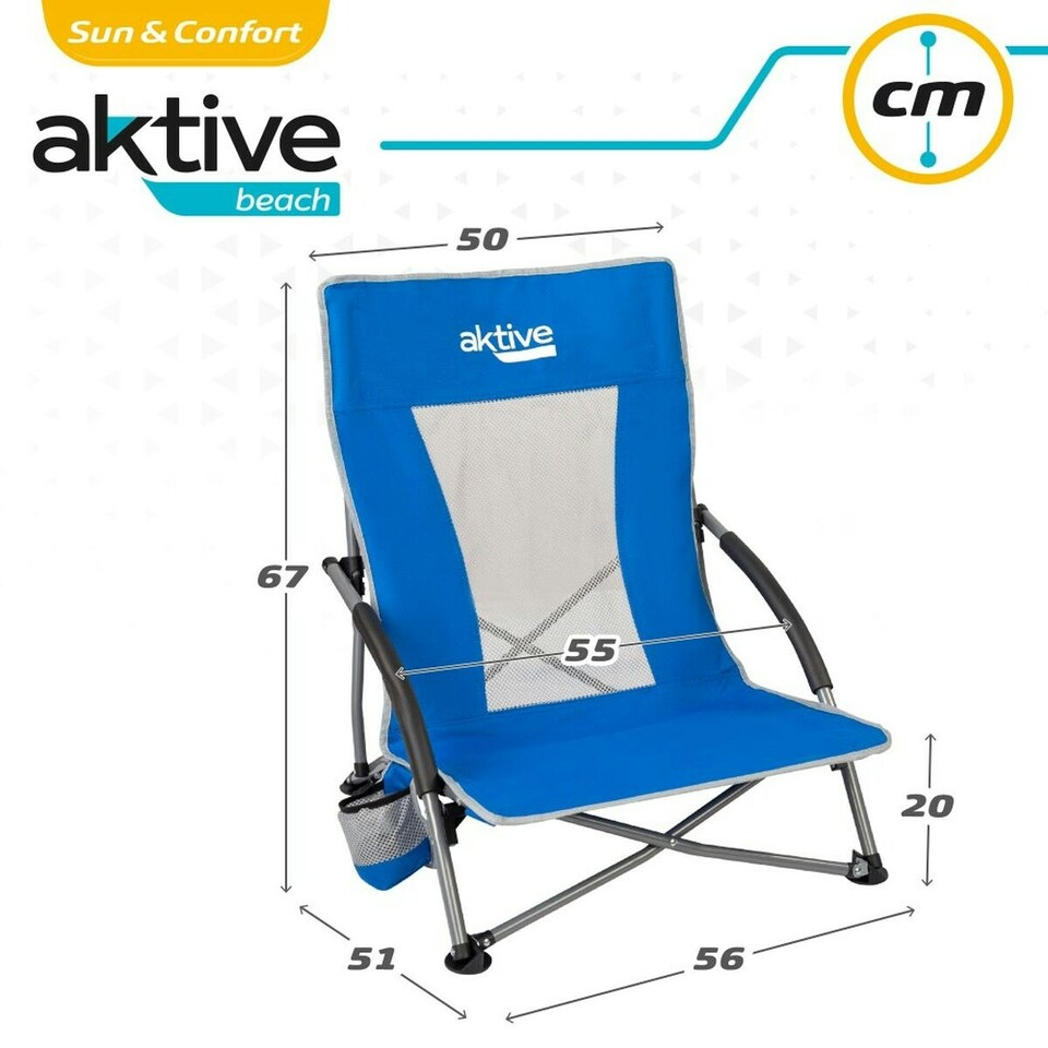 image 1 of Beach Chair Aktive Blue 50 x 67 x 51 cm (4 Units) N/A