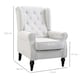 image 3 of HOMCOM Accent Retro Tufted Club Wood Fabric Armchair Cream White