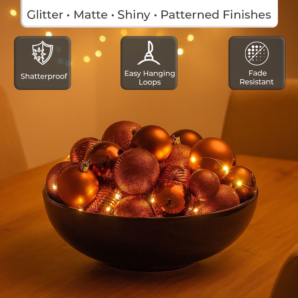 image 1 of Christmas Tree Ornaments Baubles Set | Bronze | Bronze