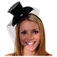 image 1 of Pack of 6 Mini Black Glitter Fascinator Top Hat Black | One Size